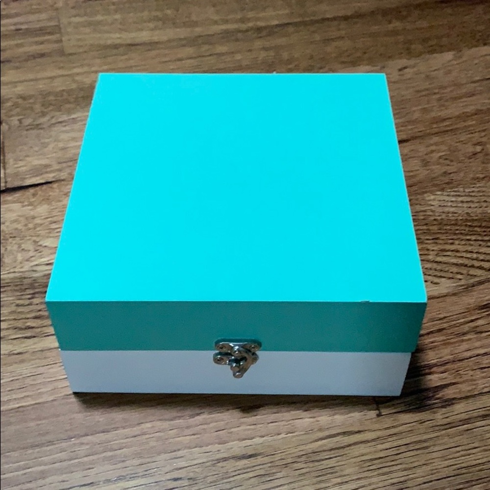 Aqua and white storage box